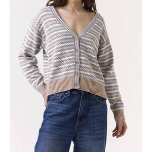 NEW BRODIE CASHMERE pamilla stripe cardigan in light brown